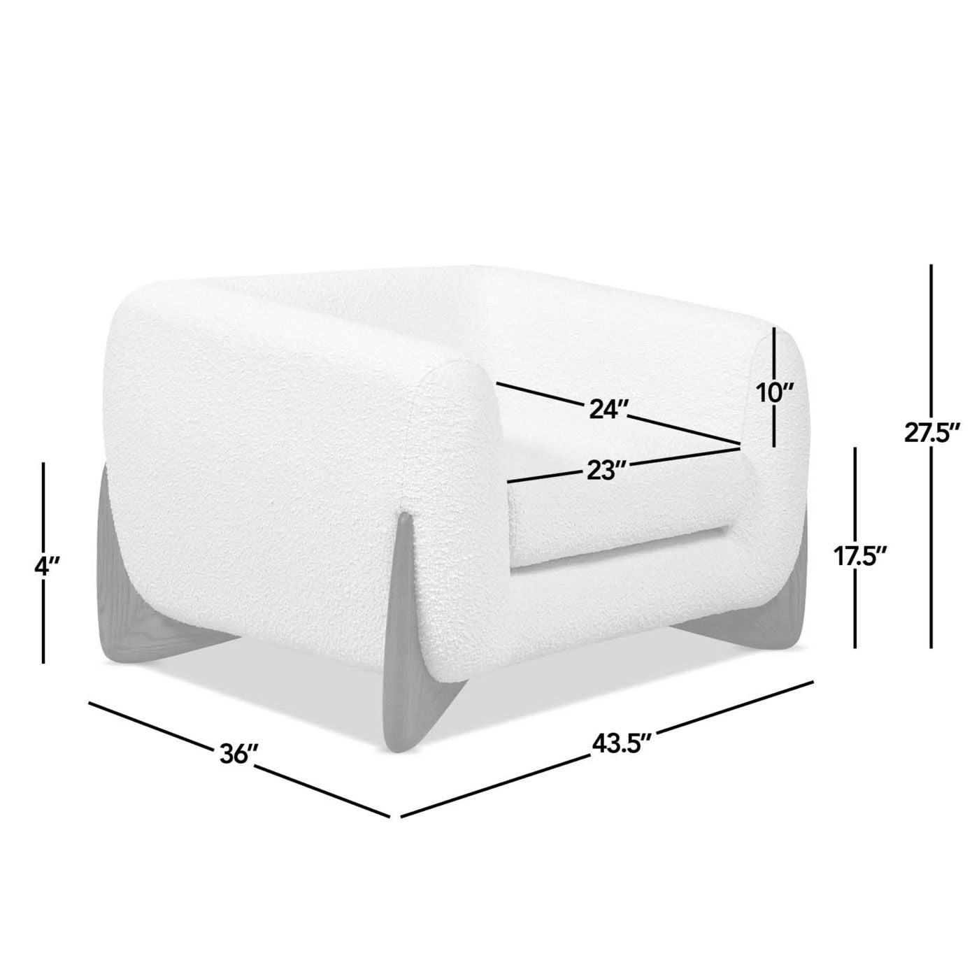 Alpine - Sherpa Arm Chair - Ivory White