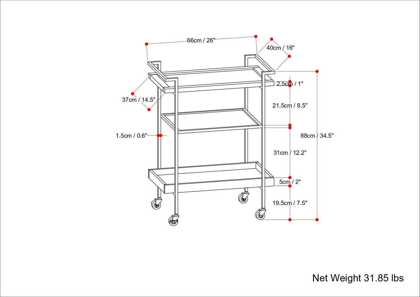 Jace - Bar Cart - Cognac