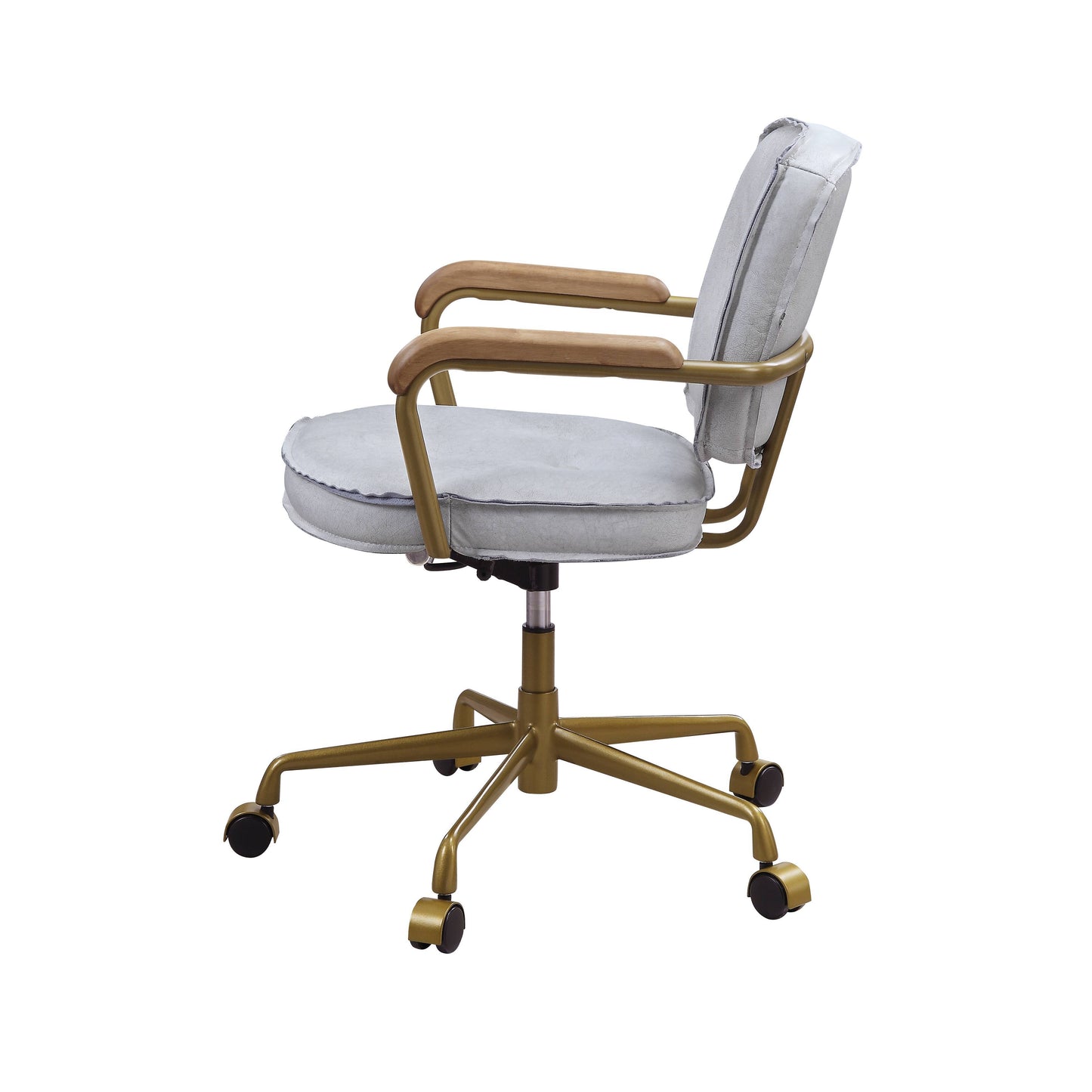Siecross - Vintage Top Grain Leather Office Chair - Antique White / Gray