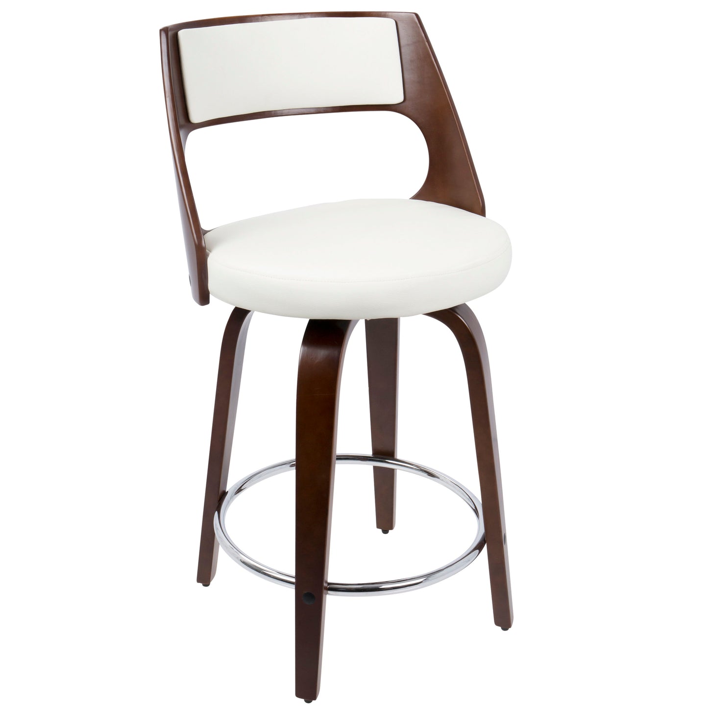 Cecina - Mid-Century Modern Counter Stool With Swivel (Set of 2) - Cherry / White