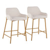 Daniella - Contemporary / Glam Fixed Height Counter Stool (Set of 2) - Gold / Cream