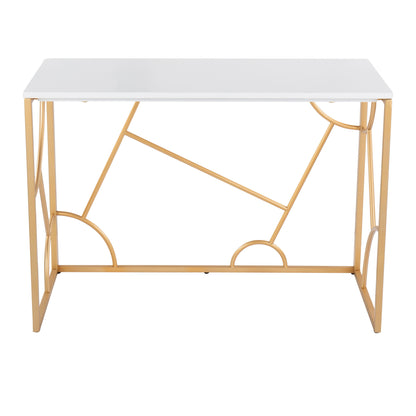 Constellation - Contemporary Desk - Gold / White