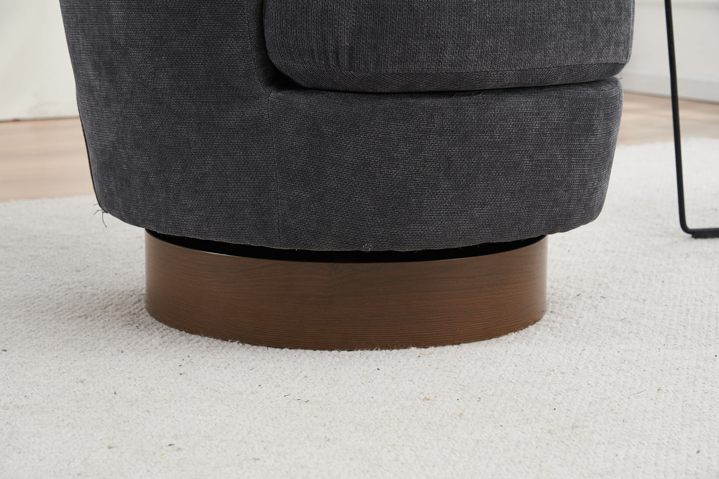 Swivel Barrel Chair, Swivel Accent Chairs Armchair For Living Room, Reading Chairs For Bedroom Comfy, Round Barrel Chairs With Gold Stainless Steel Base - Dark Gray