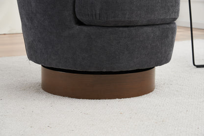 Swivel Barrel Chair, Swivel Accent Chairs Armchair For Living Room, Reading Chairs For Bedroom Comfy, Round Barrel Chairs With Gold Stainless Steel Base - Dark Gray