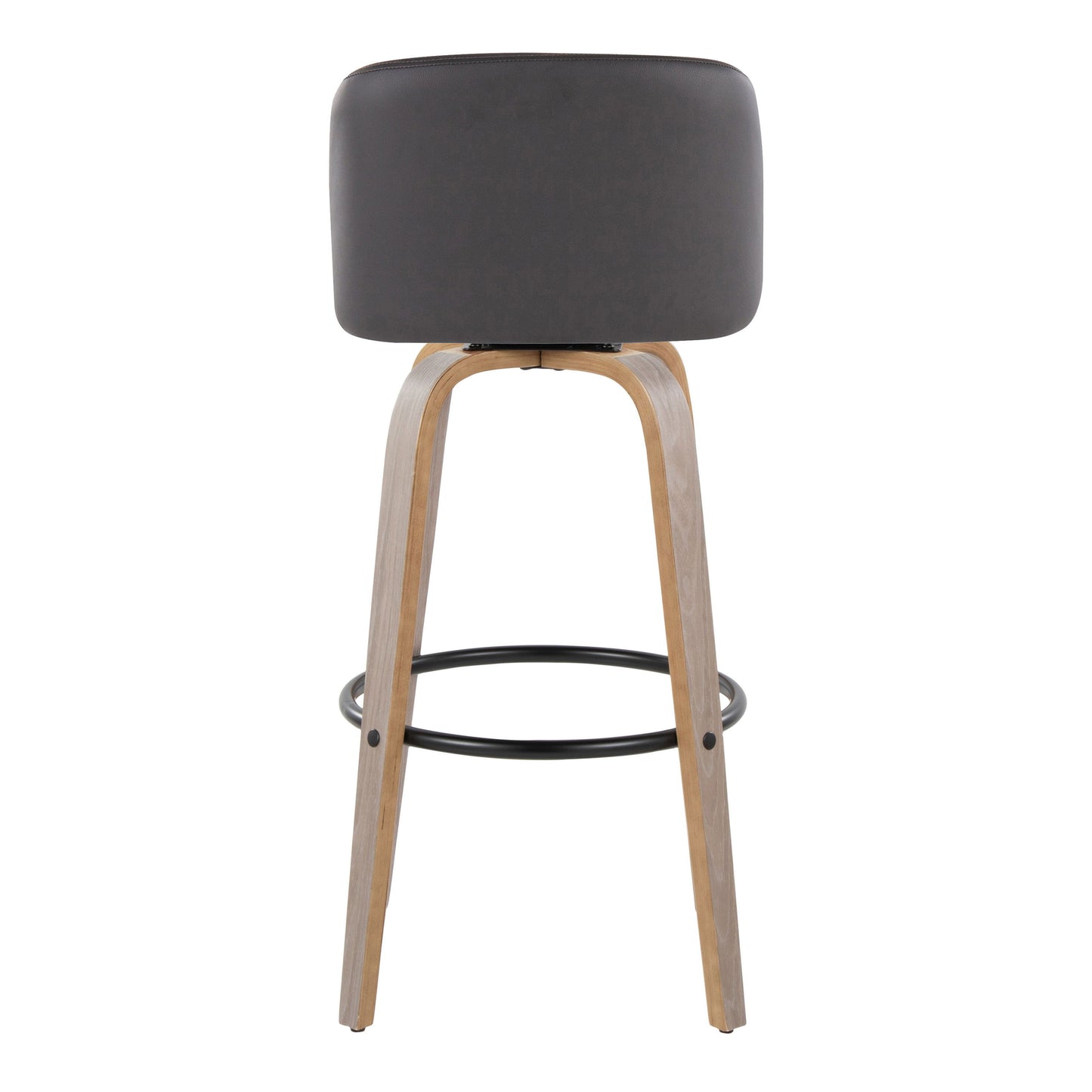 Toriano - Contemporary Fixed - Height Barstool With Swivel With Round Footrest (Set of 2) - Gray