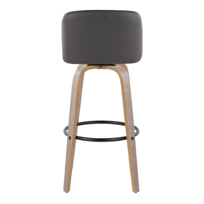 Toriano - Contemporary Fixed - Height Barstool With Swivel With Round Footrest (Set of 2) - Gray