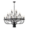 24 Light Chandelier Industrial Iron Candle Chandelier Modern Suspended Farmhouse Chandeliers Pendant Light Fixtures For Dining Room Bedroom Living Room Kitchen Island Foyer E12 Bulb (No Include) - Black