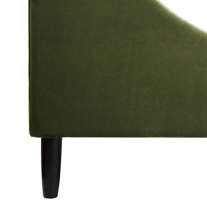 Aspen - Queen Vertical Tufted Modern Headboard Platform Bed Set - Olive Green