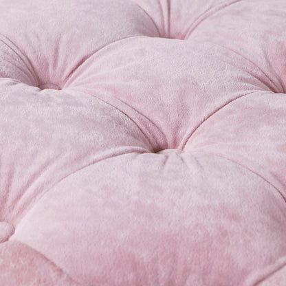 Modern Velvet Upholstered Ottoman, Exquisite Small End Table, Soft Foot Stool, Dressing Makeup Chair, Comfortable Seat For Living Room, Bedroom, Entrance - Pink
