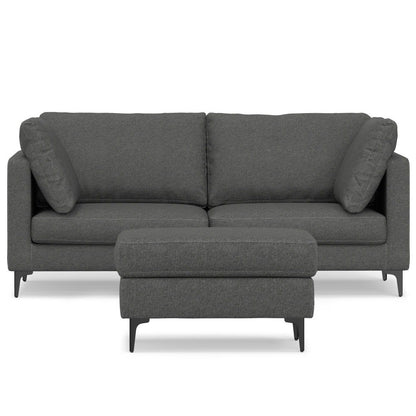 Ava - Mid Century Sofa With Ottoman Set, Upholstered - Dark Gray