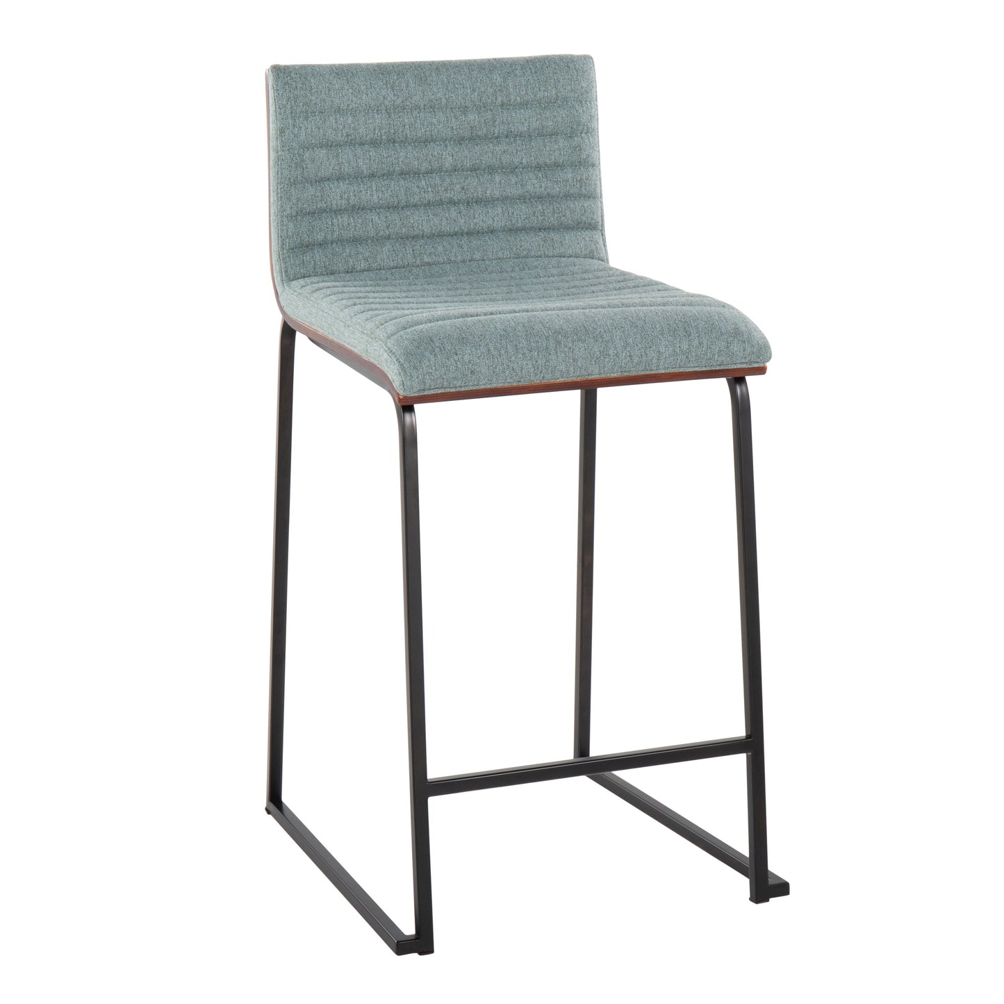 Mason Mara - Contemporary Fixed Height Counter Stool (Set of 2) - Black / Walnut / Green