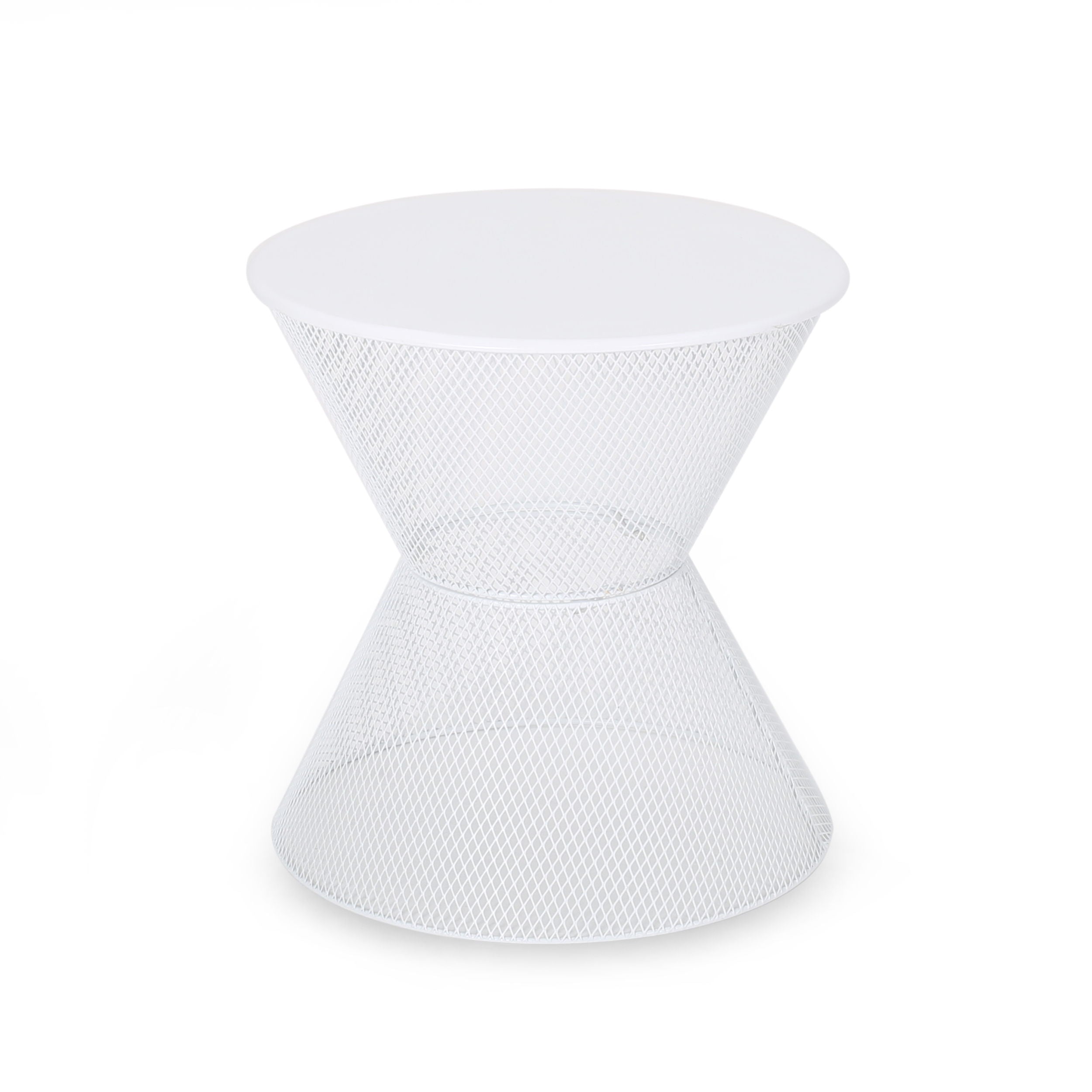 Contemporary Nevada Side Table With Mesh Design - Matte White