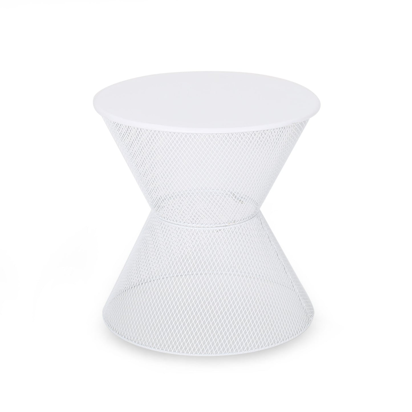 Contemporary Nevada Side Table With Mesh Design - Matte White