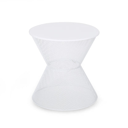 Contemporary Nevada Side Table With Mesh Design - Matte White