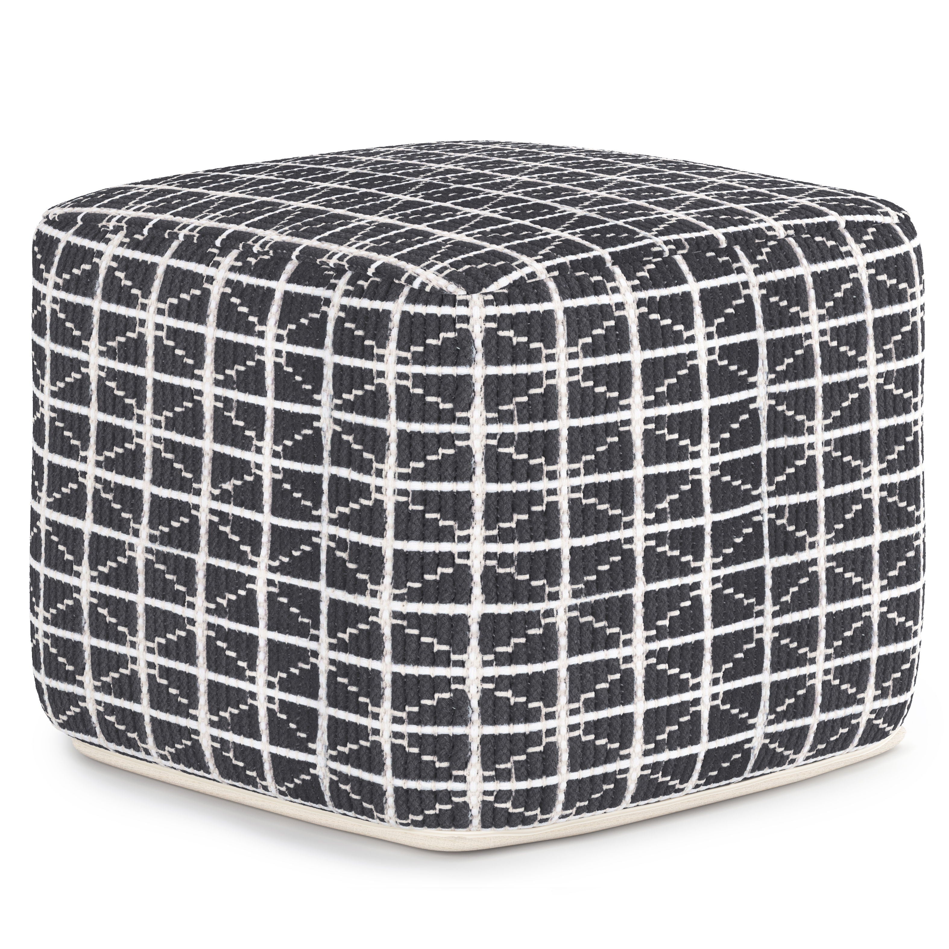 Noreen - Square Pouf - Slate Gray / White