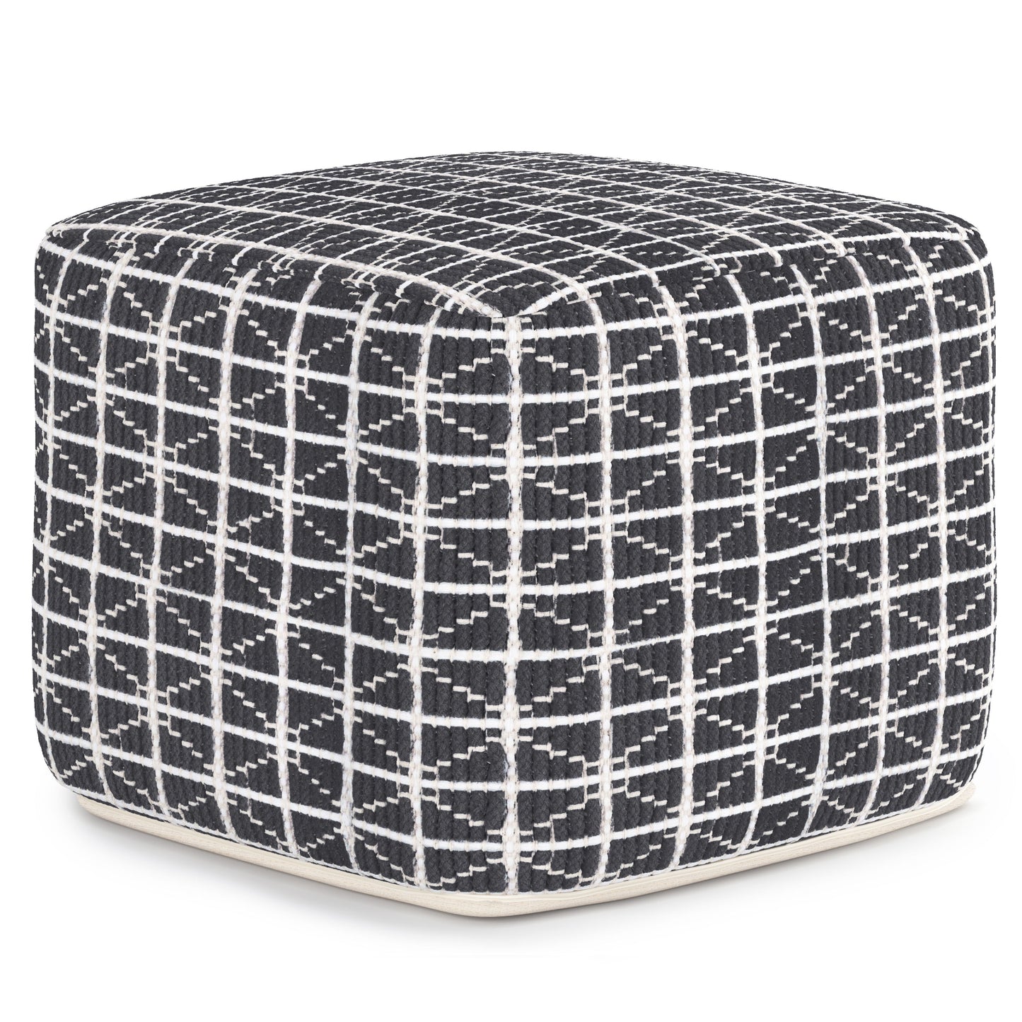 Noreen - Square Pouf - Slate Gray / White