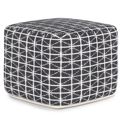 Noreen - Square Pouf - Slate Gray / White