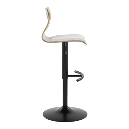 Folia - Contemporary Adjustable Barstool With Swivel With Rounded T Footrest (Set of 2) - Black / Light Gray