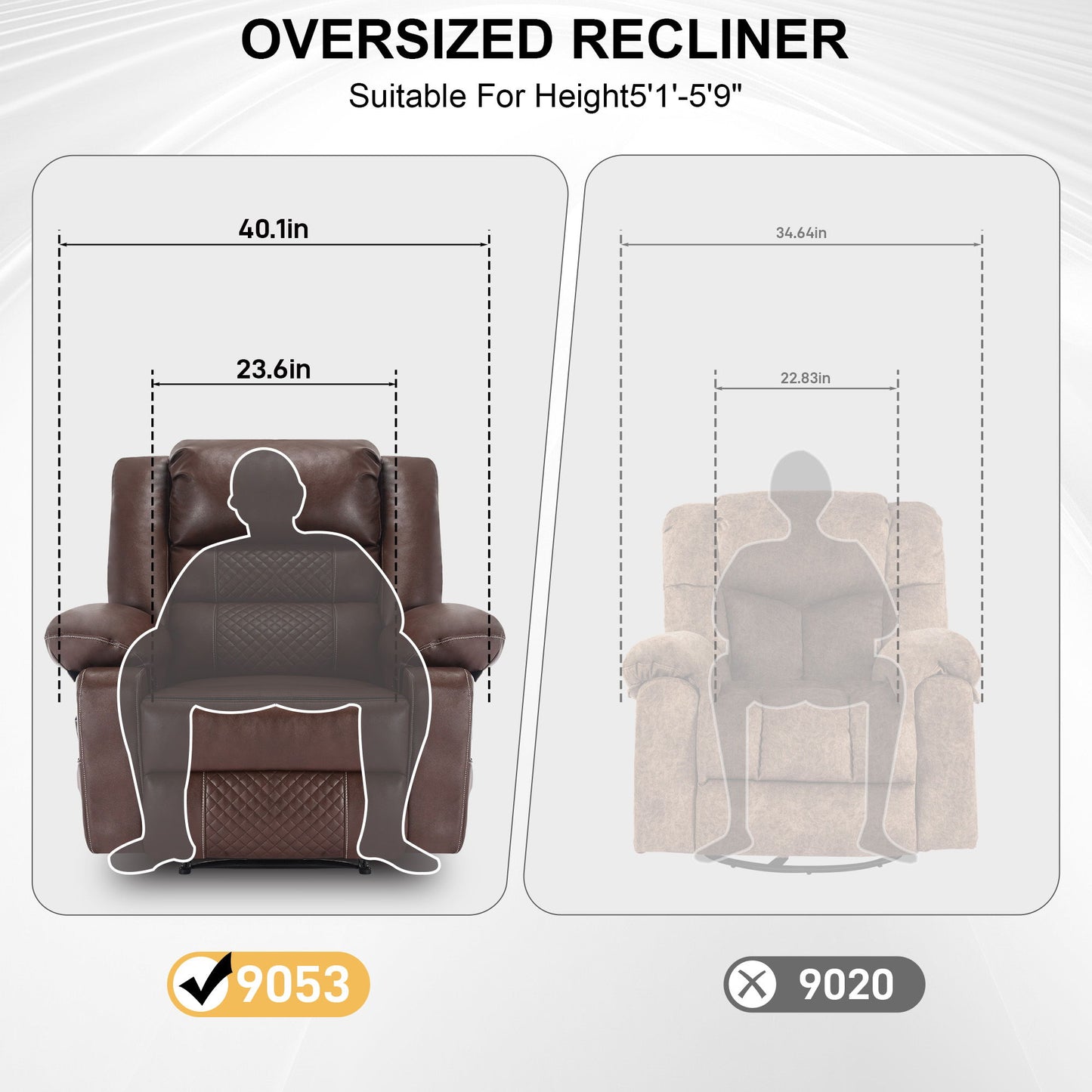 Breathable Leather Massage Recliner Chair Manual Living Room Reclining Sofa - Brown