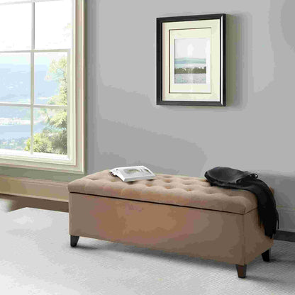 Tufted Top Soft Closer Storage Bench - Sand