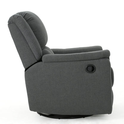 Glider Recliner With Swivel, Manual Reclining Chair - Charcoal