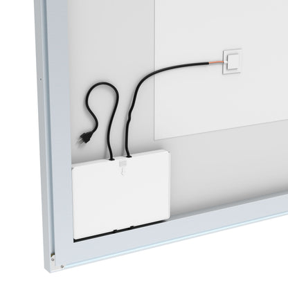 LED Bathroom Vanity Mirror, Wall Mounted Adjustable White / Warm / Natural Lights Anti-Fog Touch Switch With Memory Modern Smart Large Bathroom Mirrors - Silver
