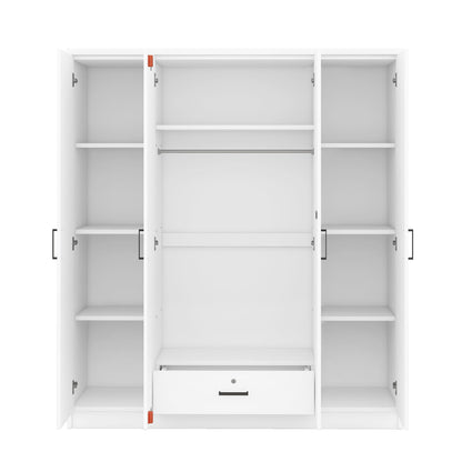 4 Door Wardrobe With 1 Drawer - White