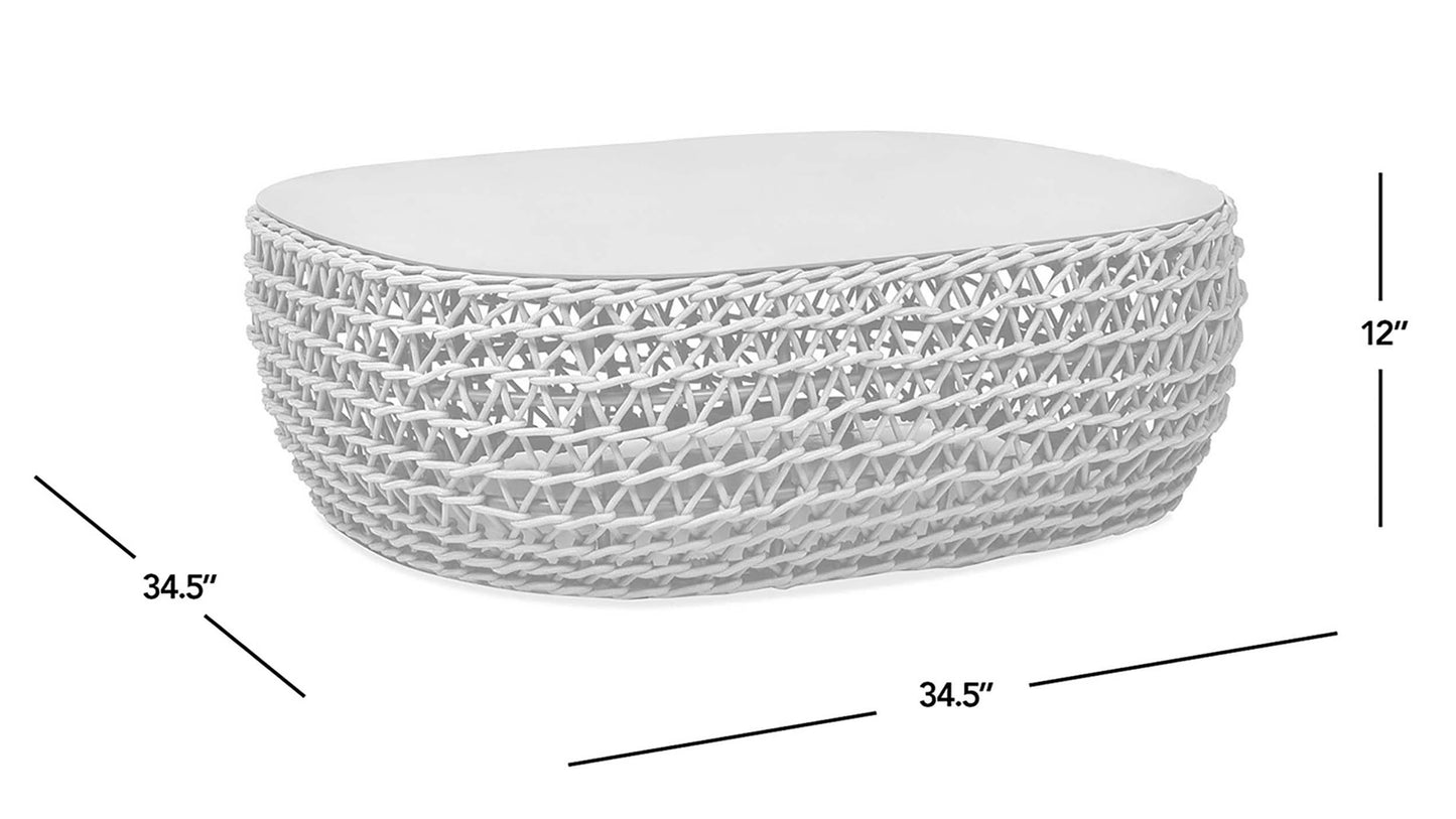 Willow - Oval Patio Coffee Table - Light Beige