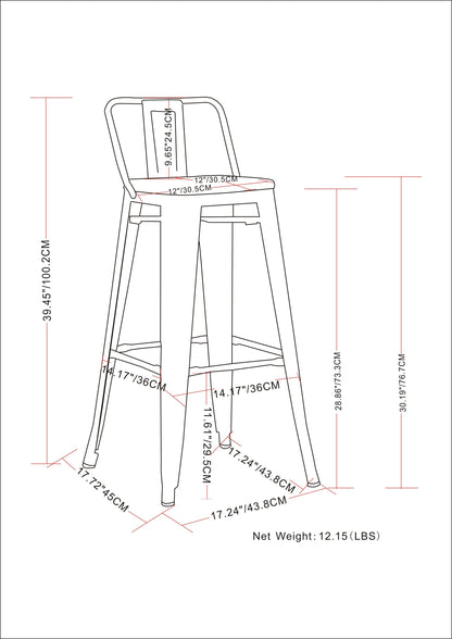 Rayne - Metal Bar Stool (Set of 2) - Gun Metal Gray