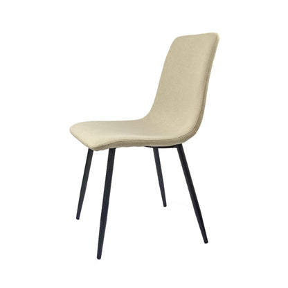 Modern Upholstered Dining Chairs (Set of 4) With Black Metal Legs And Linen Cushion Seat - Beige