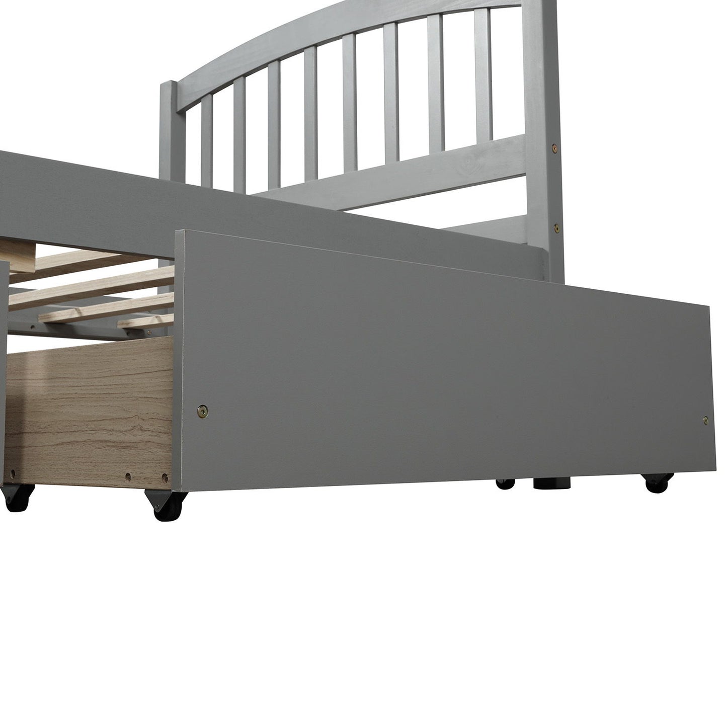 Twin Platform Storage Bed Frame With Two Drawers And Headboard - Gray