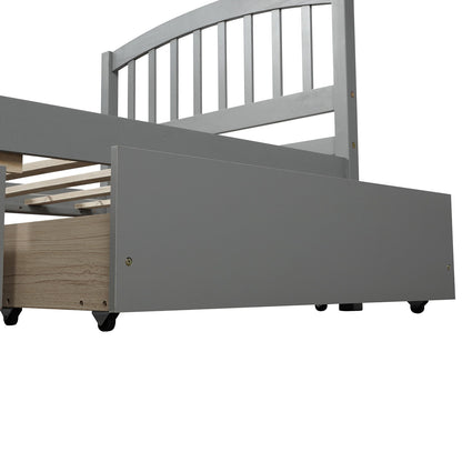 Twin Platform Storage Bed Frame With Two Drawers And Headboard - Gray