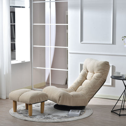 Japanese Style Single Reclining Sofa Chair With Adjustable Features Cotton For Balcony And Leisure - White
