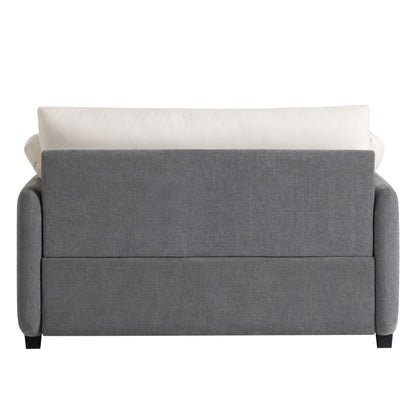 Oversized Single Sofa Chair Wide And Deep Seat, Modern Upholstered Comfy Blocking Couch Lounge With Pillows - Gray / Cream