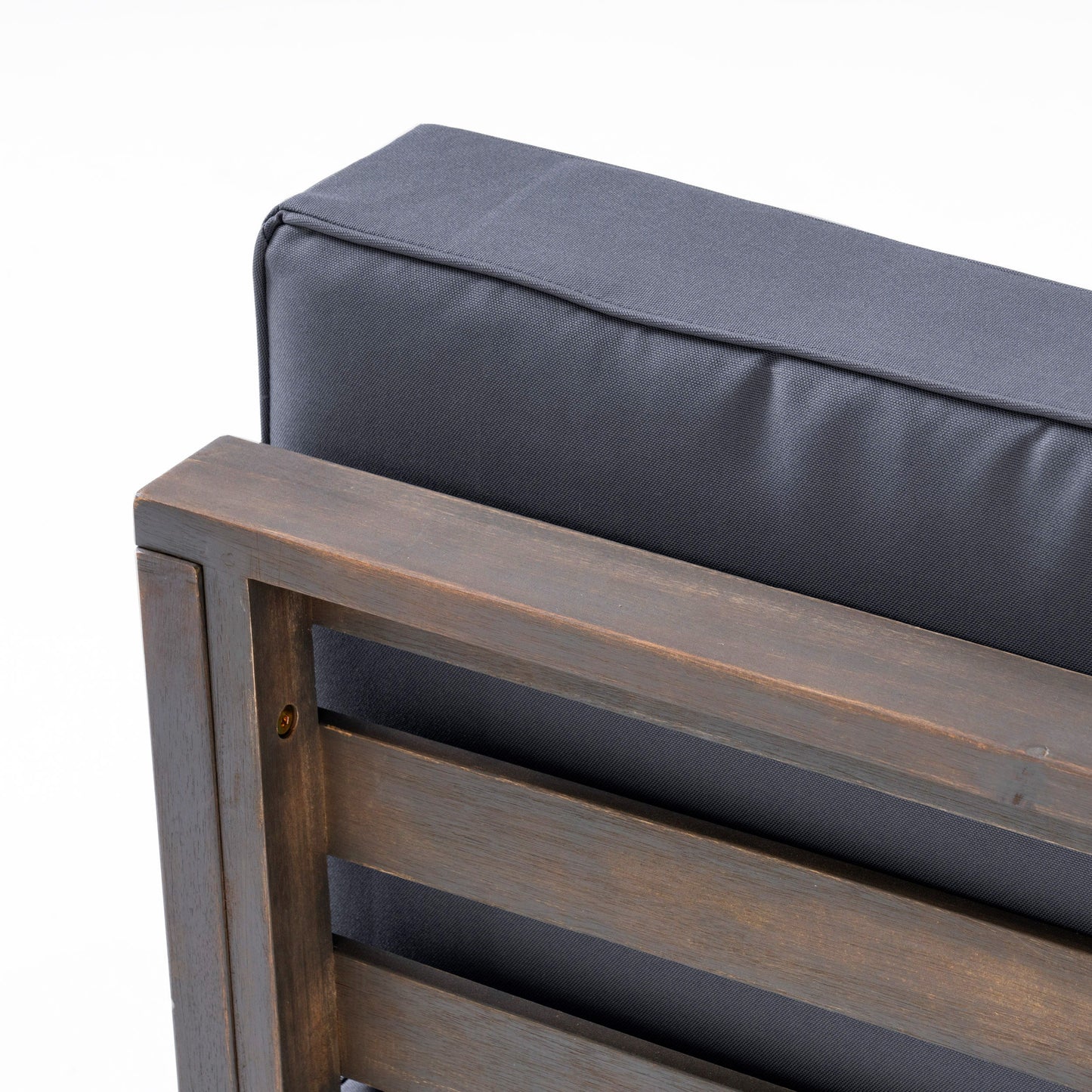 Outdoor Club Chair, Acacia Wood Patio Chair With Fabric Cushion For Backyard, Poolside, Garden Or Porch - Gray
