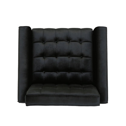 Comfy Arm Chair With Tufted Back, Modern For Living Room, Bedroom And Study - Black