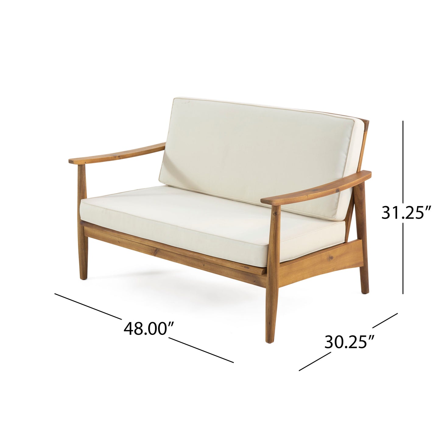 2 Piece Patio Set With Slatted Back Loveseat And Coffee Table - Teak