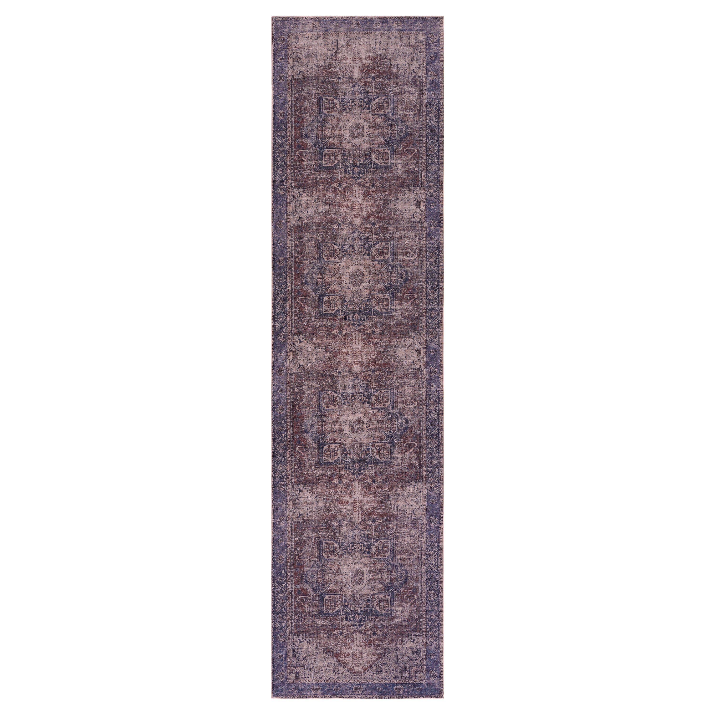 Maval - 2'6'' X 10' Washable Runner Rug - Burgundy