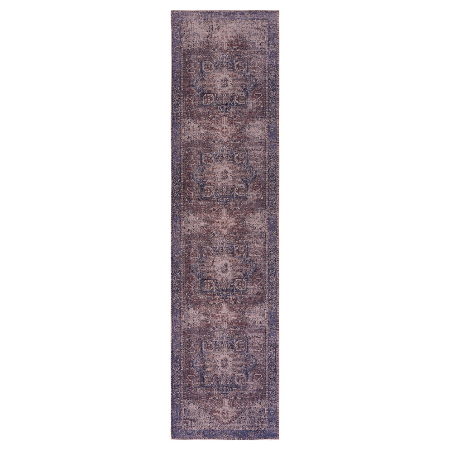 Maval - 2'6'' X 10' Washable Runner Rug - Burgundy