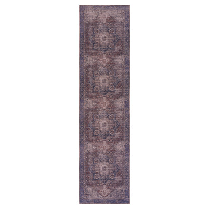 Maval - 2'6'' X 10' Washable Runner Rug - Burgundy