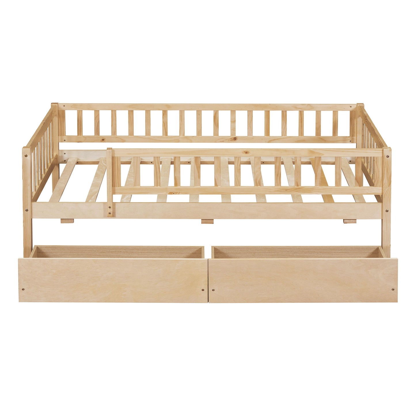 Twin Size Daybed Bed With Two Drawers - Natural