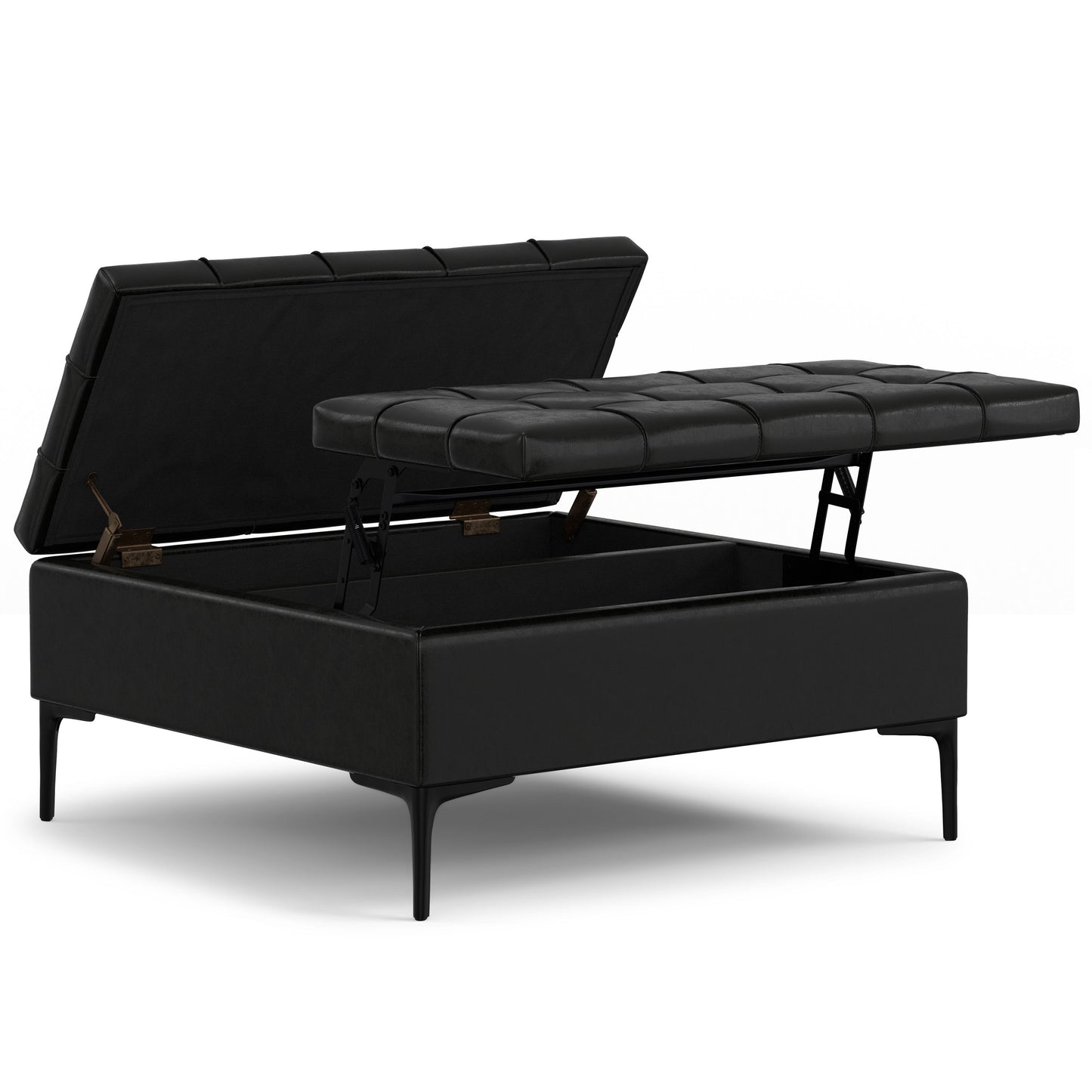 Laura - Lift Top Storage Ottoman - Black