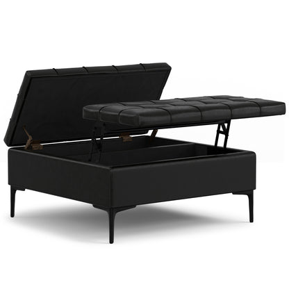 Laura - Lift Top Storage Ottoman - Black