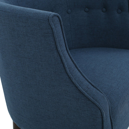 Contemporary Upholstered Club Chair With Button Tufting - Navy Blue