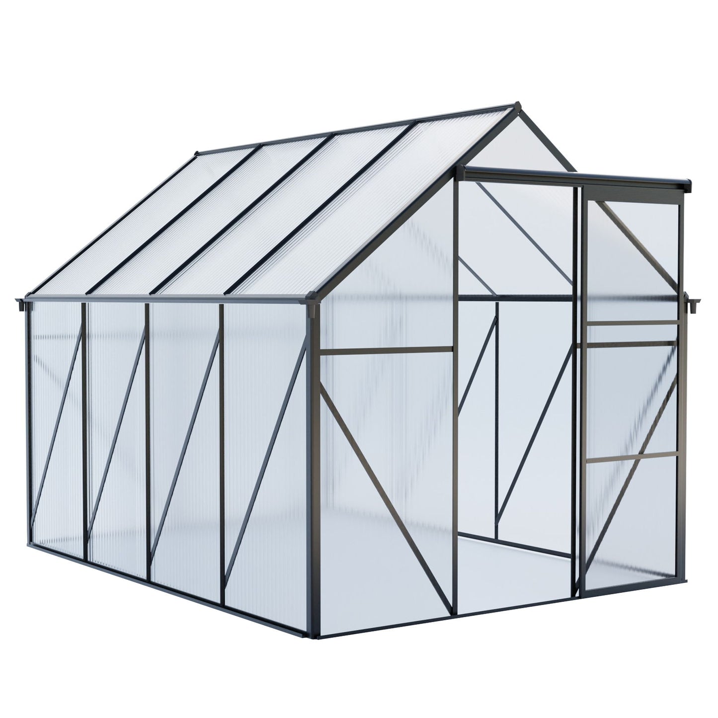 6X8 Ft Polycarbonate Greenhouse Raised Base And Anchor Aluminum Heavy Duty Walk-In Greenhouses For Outdoor Backyard In All Season - Black