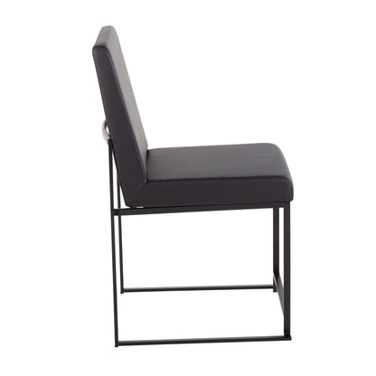 Fuji - Contemporary, High Back Faux Leather Dining Chair (Set of 2) - Black