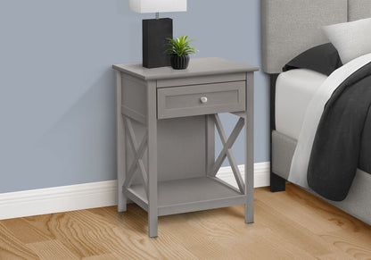 Accent End Table, 2 Tier, Storage Drawer, Transitional - Gray