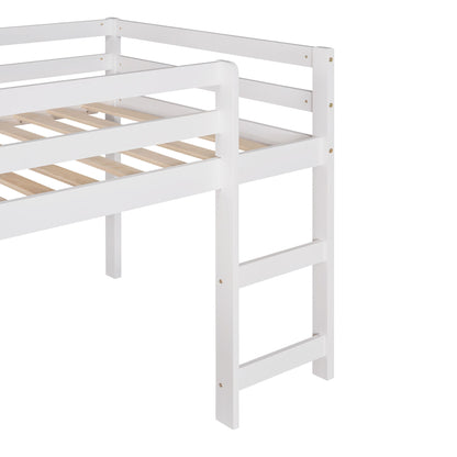 Twin Loft Bed With Slide, Multifunctional Design - White