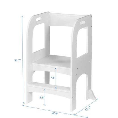 Child Standing Tower, Step Stool For Kids, Toddler Step Stool For Kitchen Counter - White