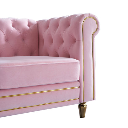 Chesterfield - Velvet Sofa 84.65" For Living Room - Pink